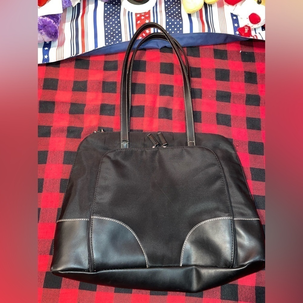 Preloved Non Branded Grannycore Vinyl/Faux Leather Tote/Handbag W Front Storage - Picture 3 of 13